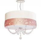 Lustre Infantil Pendente Faixa Flores E Borboletas Branco 30 - Tom luz