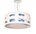 Lustre Infantil Pendente Recorte Carrinhos 40X16 Azul Bebê - Tom luz