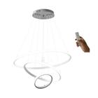 Lustre Led 3 Anéis Moderno 89w 60cm Branco C/ Controle