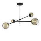 Lustre Lirio com 4 Globos Esfera de Vidro Ambar - PRETO