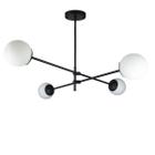 Lustre Lirio com 4 Globos Esfera de Vidro Branco - PRETO