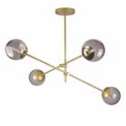 Lustre Lírio DOURADO com 4 Globos Esfera de Vidro Fume - Love Loft