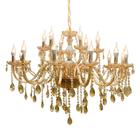 Lustre Luminária De Cristal Ambar Luxo 18 Braços