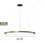 Lustre Luminaria Pendente 1 Argola Anel Led 22w 60 Cm Alumínio Bivolt