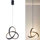 Lustre Luminária Pendente Led Rings Redondo Design Moderno Preto Abstrato Luz Amarela Branco Quente 3000K Bivolt 110V 220V Para Sala Quarto Cabeceira