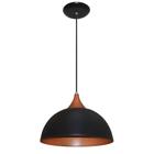 Lustre Luminária Pendente Modelo Meia Bola em alumínio cor Preto com Cobre - Ideal para Mesa De Jantar, sala, quarto - LustresAmandini