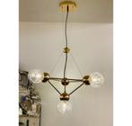 Lustre Metal Dourado Triangulo 4 Lampadas c Cupulas Formosa - LUXdécor Casa e Jardim