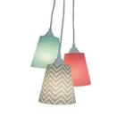 Lustre Pendente 3 Cúpulas Revestidas com Tecidos Chevron