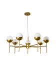 Lustre Pendente 7 Bolas Globo Branco Redondo 70cm Dourado 315 - ILUMINAMUNDO