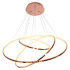 Lustre Pendente 80cm Bella Birdie Rose Gold 3 Arco 39W Kw002E St351