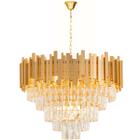 Lustre Pendente 88x57cm Vana Gold 160 Cristais 9 E14 Dourado Luminária Teto Gimpo KJDD-VG5