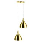 Lustre Pendente Aluminio Gota Duplo 21cm Dourado - MARRYLUZ