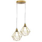 Lustre Pendente Aramado Duplo Diamante Cabo Cristal Regulável Luminária Agp Ilumini