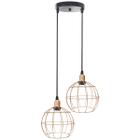 Lustre Pendente Aramado Duplo Globo Cobre Rose Gold Cabo Regulável Luminária Agp Ilumini