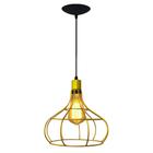 Lustre Pendente Aramado Retrô Luminária Balão Dourado - Poptem