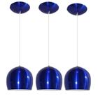 Lustre Pendente Bola Alumínio Azul Verniz Conjunto Com 3