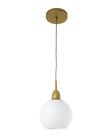 Lustre Pendente Bola Globo 12cm Vidro Branco Dourado 175 - ILUMINAMUNDO