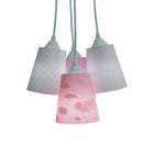 Lustre Pendente Cacho Menina Nuvens 4 Cúpulas Rosa e Branca - Crie Casa