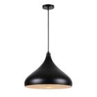 Lustre Pendente Chapéu 32Cm Bulge Preto E-27 Bivolt Mak Led