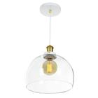 Lustre Pendente Château Bola Grande Vidro Branco c/ Gold 30