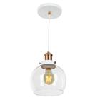 Lustre Pendente Château Bola Media Vidro Branco Cobre 20cm - MARRYLUZ