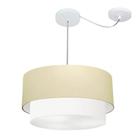 Lustre Pendente Cilíndrico Com Desvio Bege e Branco MJ-4366 Para Mesa de Jantar e Estar