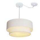 Lustre Pendente Cilíndrico Com Desvio Branco MJ-4365 Para Mesa de Jantar e Estar - Vivare