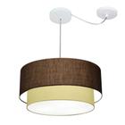 Lustre Pendente Cilíndrico Com Desvio Café e Bege MJ-4366 Para Mesa de Jantar e Estar
