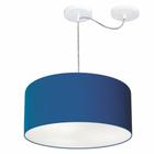 Lustre Pendente Cilíndrico Com Desvio De Centro Md-4147 Cúpula 50x25cm Azul Marinho - Bivolt