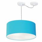 Lustre Pendente Cilíndrico Com Desvio De Centro Md-4147 Cúpula 50x25cm Azul Turquesa - Bivolt