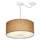 Lustre Pendente Cilíndrico Com Desvio De Centro Md-4151 Cúpula em Tecido 50x25cm Palha - Bivolt