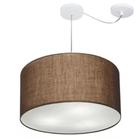 Lustre Pendente Cilíndrico Com Desvio De Centro Md-4167 Cúpula em Tecido 60x30cm Café - Bivolt - Vivare