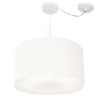 Lustre Pendente Cilíndrico Com Desvio De Centro Md-4168 Cúpula em Tecido 60x30cm Branco - Bivolt