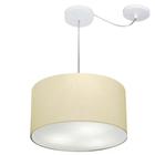 Lustre Pendente Cilíndrico Com Desvio De Centro Md-4256 Cúpula em Tecido 40x21cm Algodão Crú - Bivolt