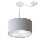 Lustre Pendente Cilíndrico Com Desvio De Centro Md-4256 Cúpula em Tecido 40x21cm Rustico Cinza - Bivolt