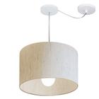 Lustre Pendente Cilíndrico Com Desvio de Centro Vivare Md-4226 Cúpula em Tecido 40x25cm - Bivolt