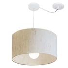 Lustre Pendente Cilíndrico Com Desvio Md-4229 Cúpula em Tecido 45x30cm Linho Bege - Bivolt - Vivare