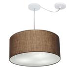 Lustre Pendente Cilíndrico Com Desvio Md-4252 Cúpula em Tecido 55x25cm Café - Bivolt