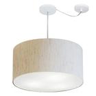 Lustre Pendente Cilíndrico Com Desvio Md-4253 Cúpula em Tecido 55x30cm Linho Bege - Bivolt