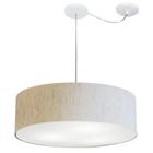 Lustre Pendente Cilíndrico Com Desvio Md-4262 Cúpula em Tecido 55x15cm Linho Bege - Bivolt