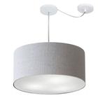 Lustre Pendente Cilíndrico Com Desvio Md-4263 Cúpula em Tecido 55x25cm Rustico Cinza - Bivolt