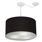 Lustre Pendente Cilíndrico Com Desvio Md-4264 Cúpula em Tecido 55x30cm Rustico Bege - Bivolt