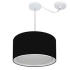 Lustre Pendente Cilíndrico Com Desvio Md-4305 Cúpula em Tecido 40x25cm Preto - Bivolt