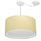 Lustre Pendente Cilíndrico Com Desvio Md-4315 Cúpula em Tecido 50x30cm Algodão Crú - Bivolt