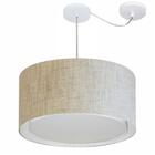 Lustre Pendente Cilíndrico Com Desvio Md-4316 Cúpula em Tecido 55x30cm Rustico Bege - Bivolt - Vivare