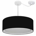 Lustre Pendente Cilíndrico Com Desvio Md-4317 Cúpula em Tecido 60x25cm Preto - Bivolt