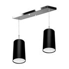 Lustre Pendente Cilindrico Duplo Base Retangular Preto