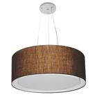 Lustre Pendente Cilíndrico Duplo Md-4124 Cúpula em Tecido 50x25cm Café - Bivolt