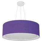 Lustre Pendente Cilíndrico Duplo Md-4125 Cúpula em Tecido 60x25cm Roxo - Bivolt