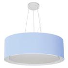 Lustre Pendente Cilíndrico Duplo Md-4126 Cúpula em Tecido 80x30cm Azul Bebê - Bivolt